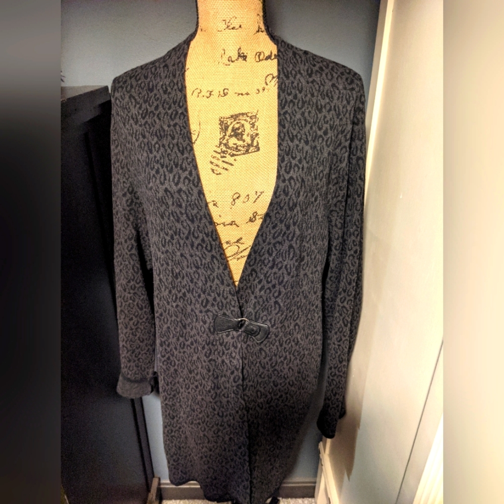 Charter Club, Leopard Print, Buckle Cardigan Sweater, Women's size XL